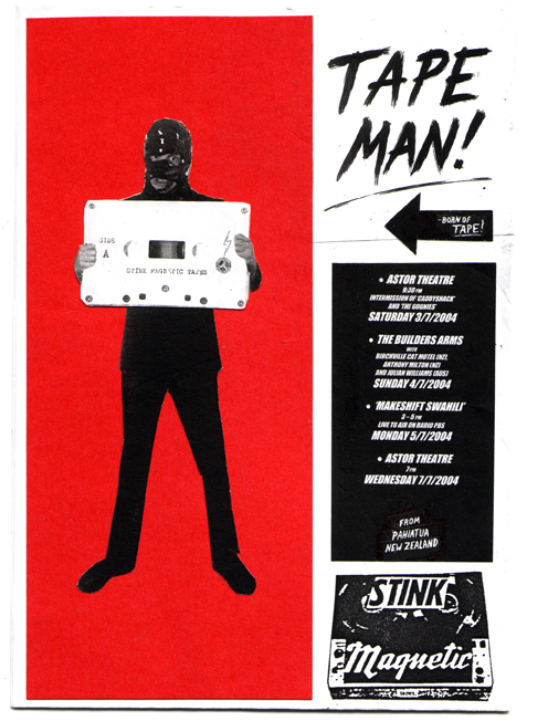 Tape Man Melbourne Tour flyer /poster. Original artwork A6. 2004