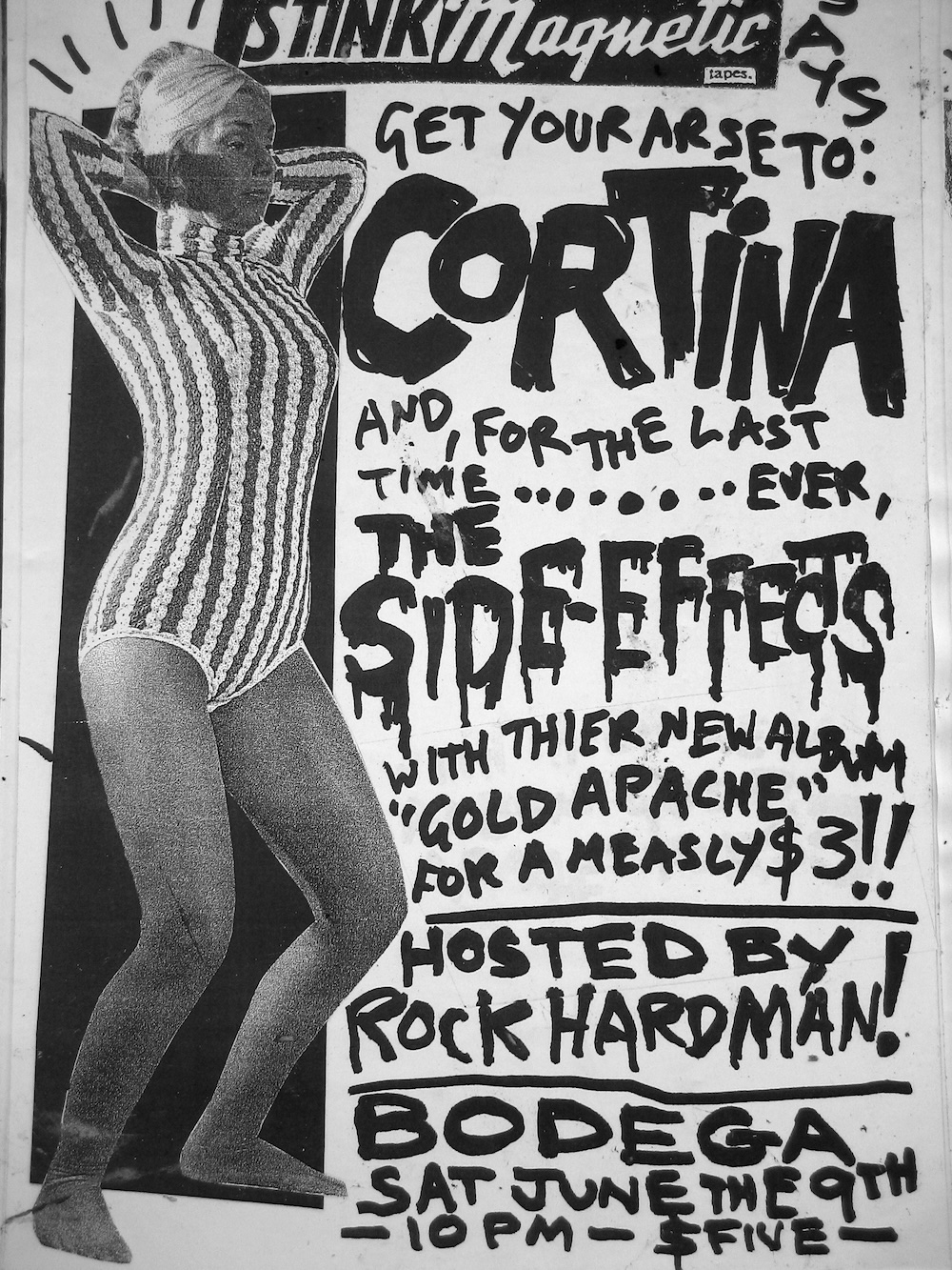 Cortina / Side Effects album release poster. A3 (original artwork A4) black and white photocopy. 2002
