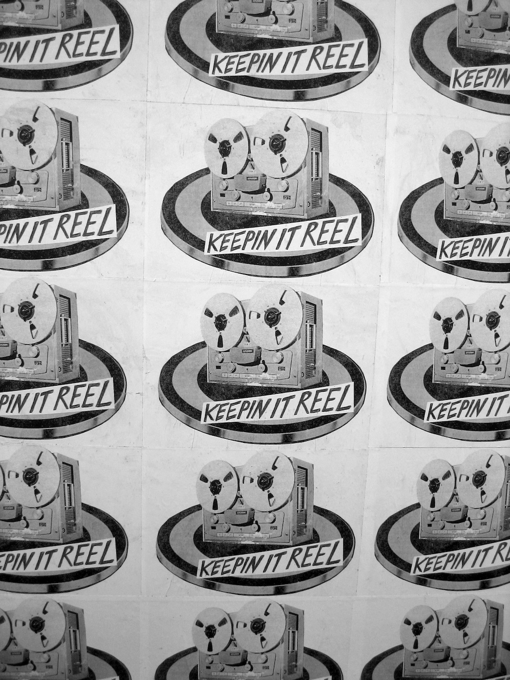 Keepin It Reel logo. A3 (original artwork A7) black and white photocopy. 2003