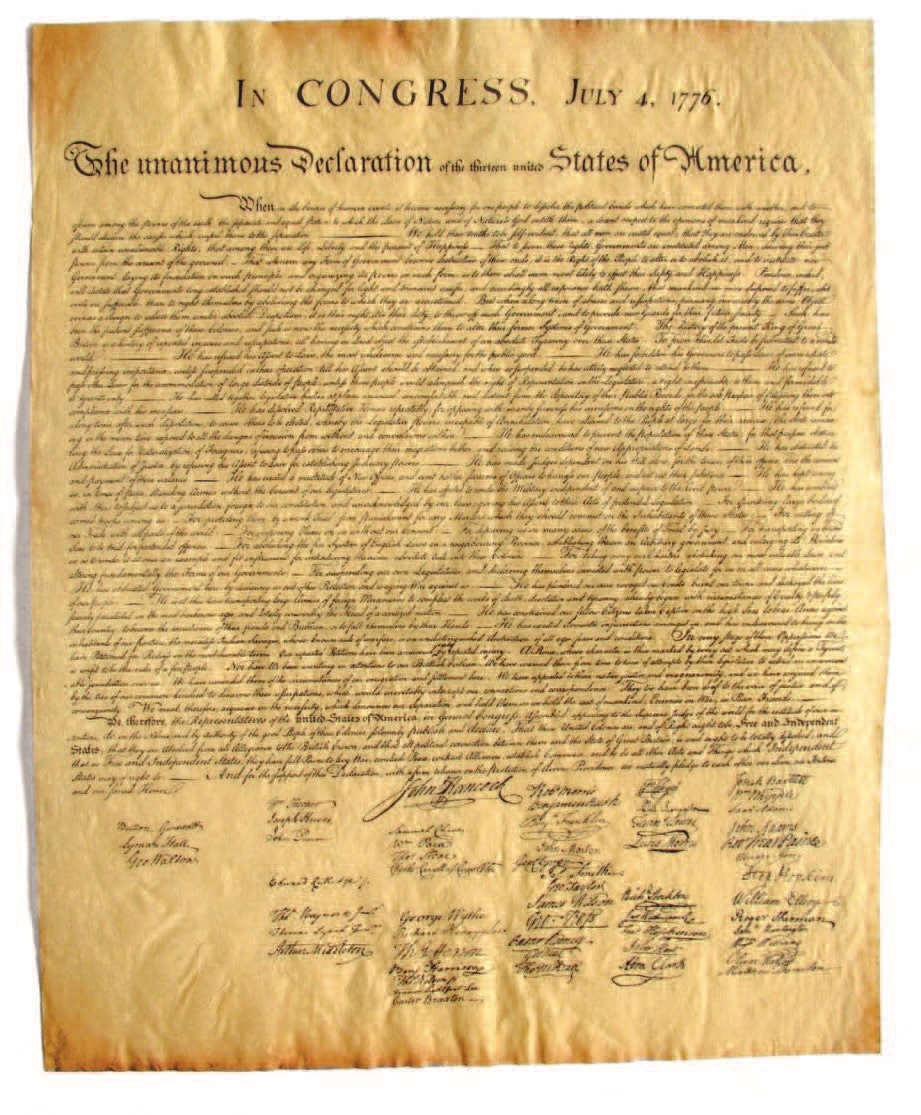 Fig. 1: Facsimile of The Declaration of Independence reproduction by the American Document Company