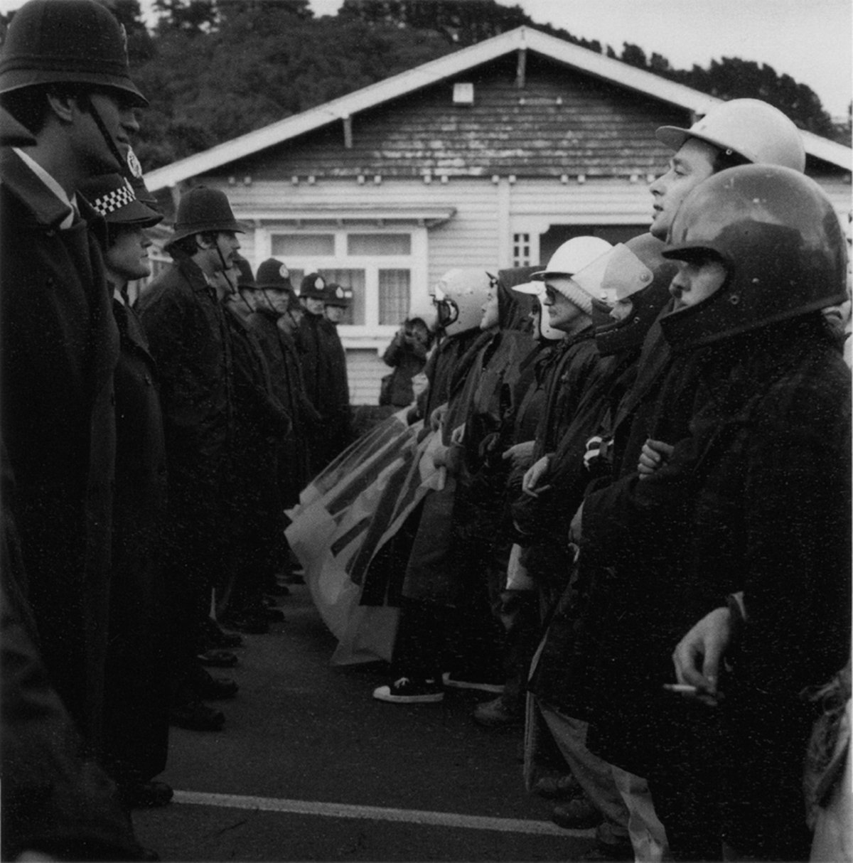 Anti-Springbok tour demonstration, Wellington 29 August, 1981. Photograph by Ans Westra