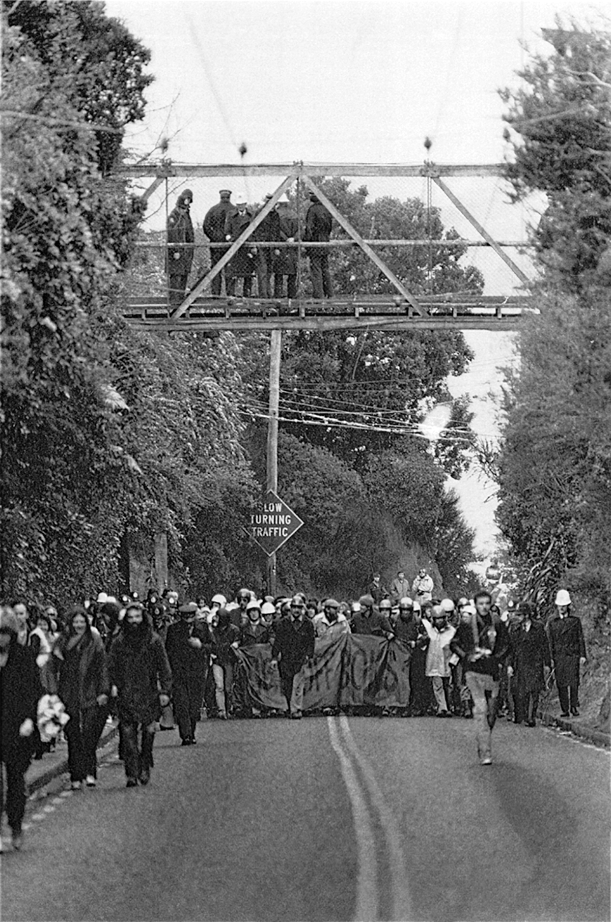 Anti Springbok tour demonstration on Lower Watt Street, Wellington July 1981